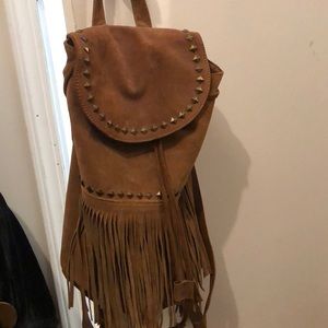 Suede Fringe Backpack